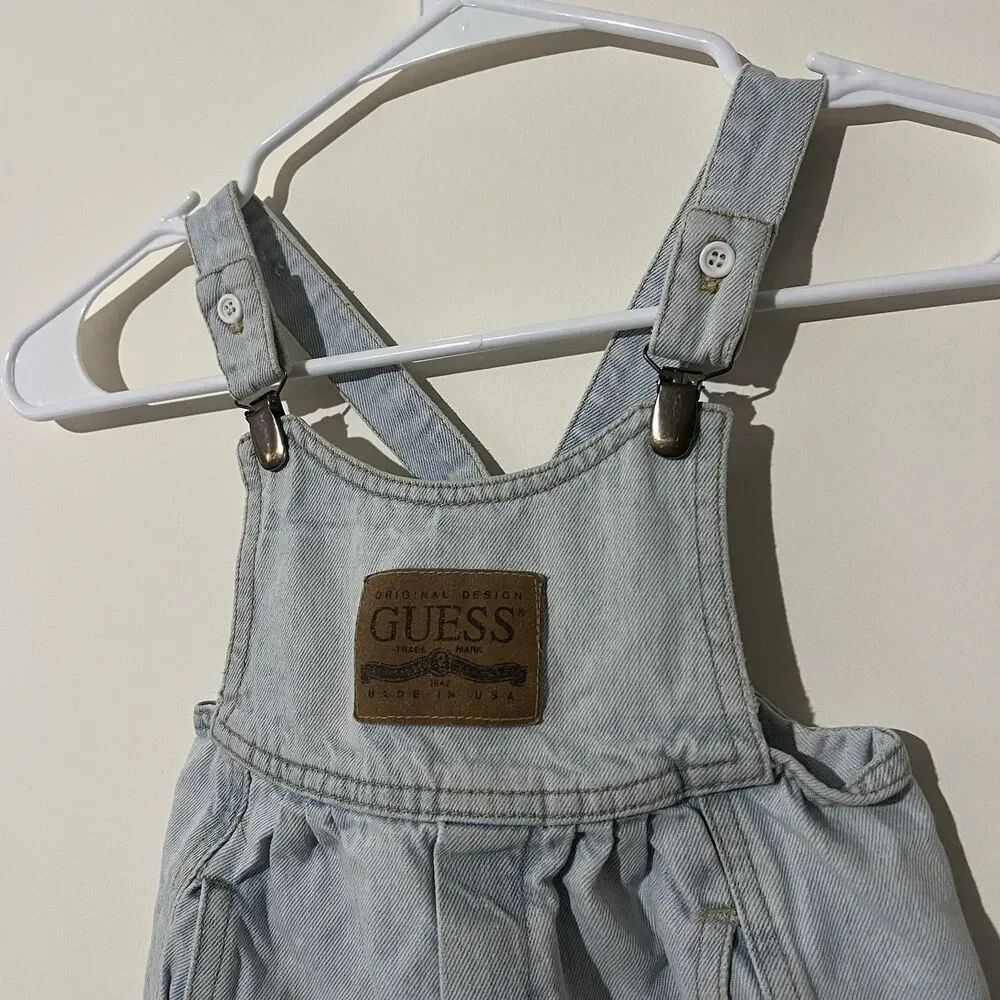 Vintage Guess baby overalls 24 months unisex Denim Dungarees, Snap Closure